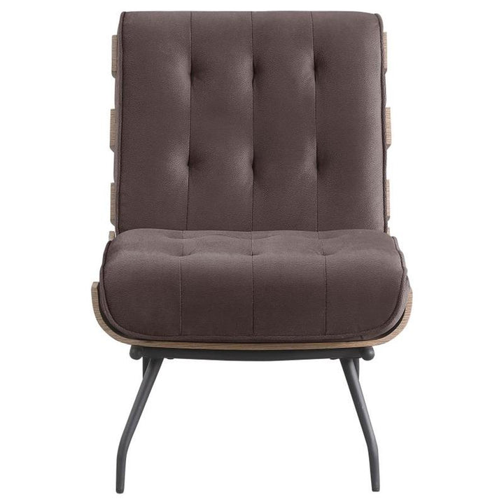 Aloma Armless Tufted Accent Chair Dark Brown (907503)