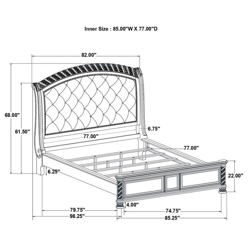 Emmett Tufted Headboard California King Panel Bed Walnut and Beige (224441KW)