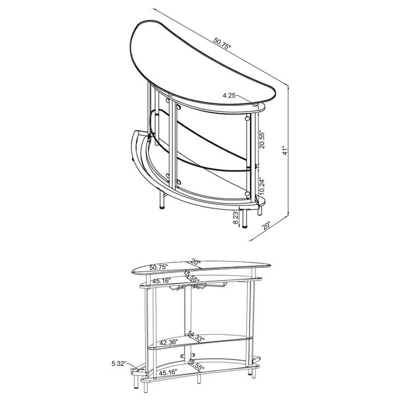 Amarillo 2-tier Bar Unit White and Chrome (101066)