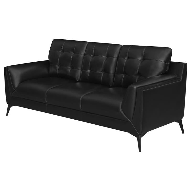 Moira Upholstered Tufted Sofa with Track Arms Black (511131)