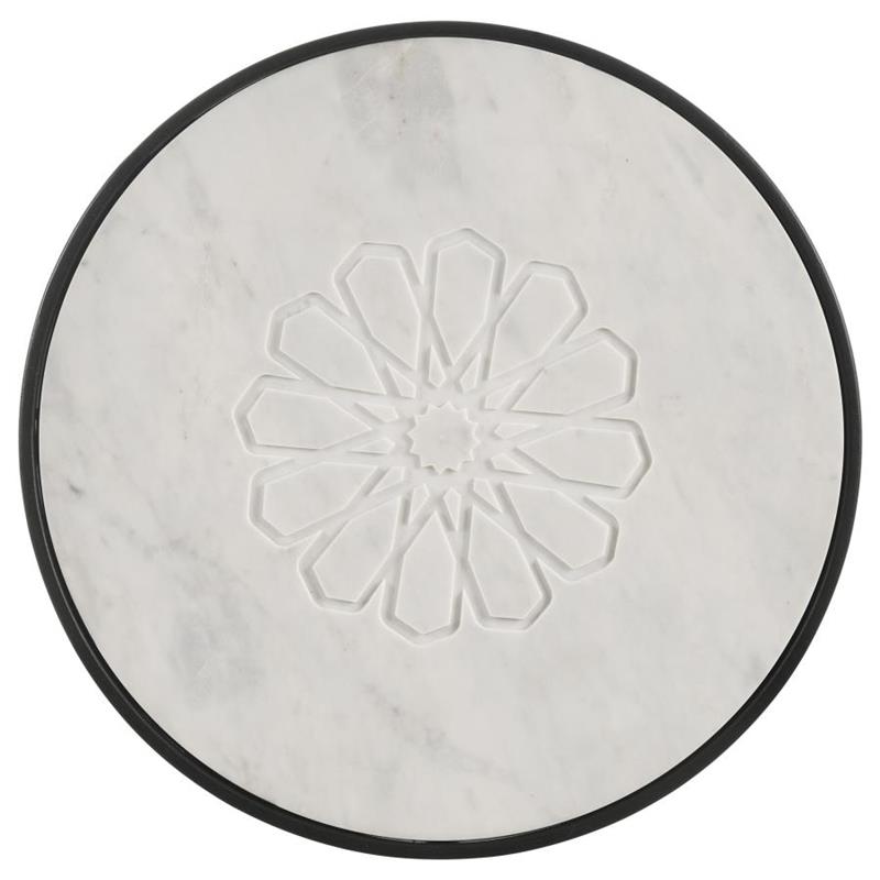 Kofi Round Marble Top Side Table White and Black (930166)