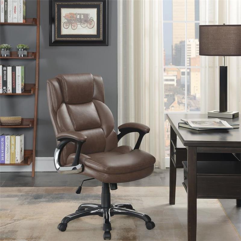 Nerris Adjustable Height Office Chair with Padded Arm Brown and Black (881184)