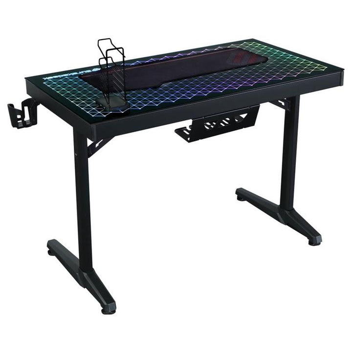 Avoca Tempered Glass Top Gaming Desk Black (802439)