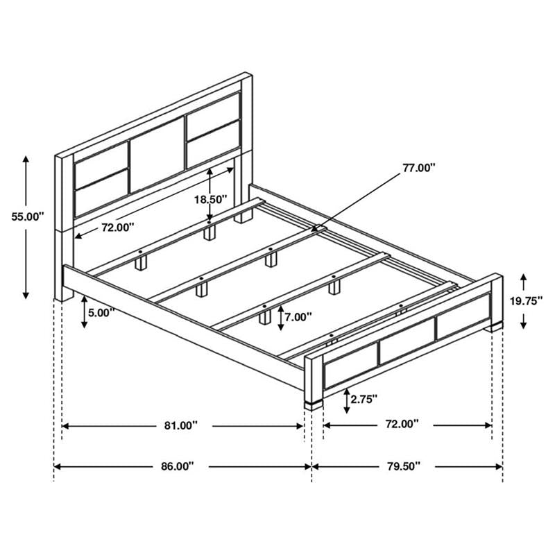 Lorenzo Rectangular Panel Bed Dark Grey (224261KE)