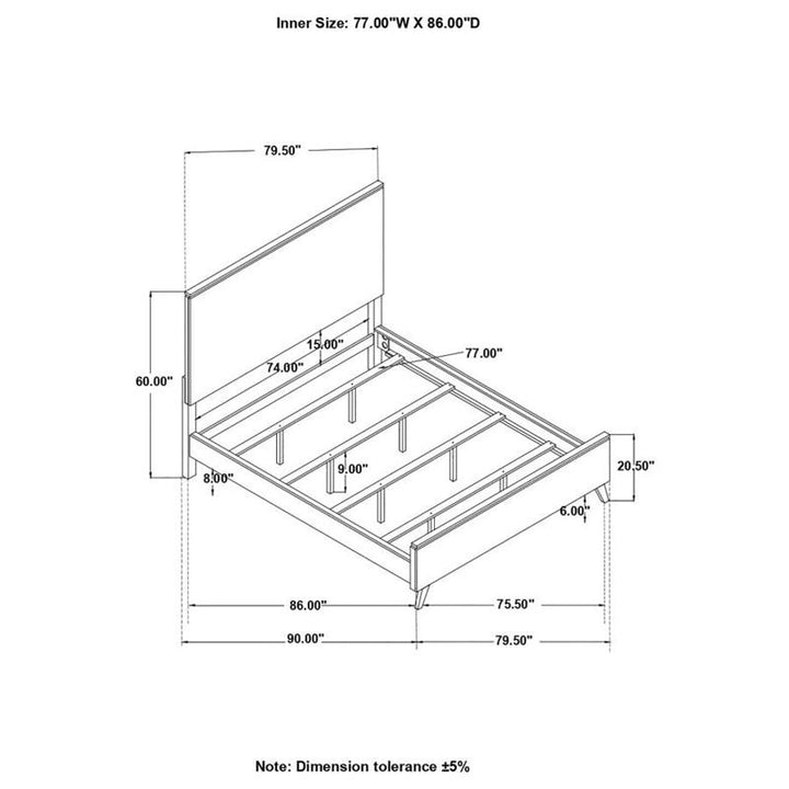 Nathan High Headboard California King Panel Bed Grey (224601KW)