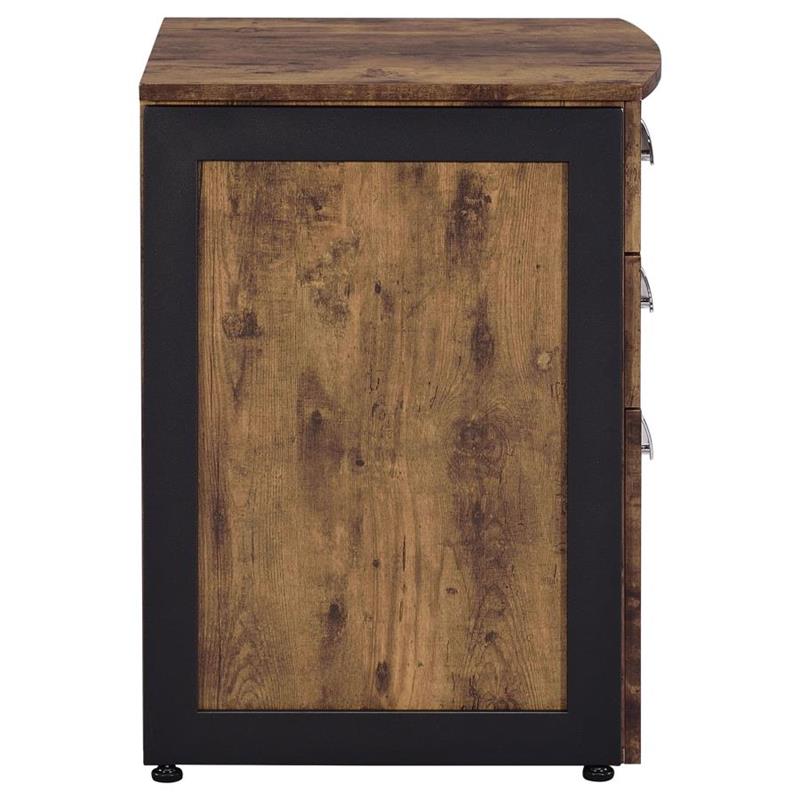 Estrella 3-drawer File Cabinet Antique Nutmeg and Gunmetal (800656)