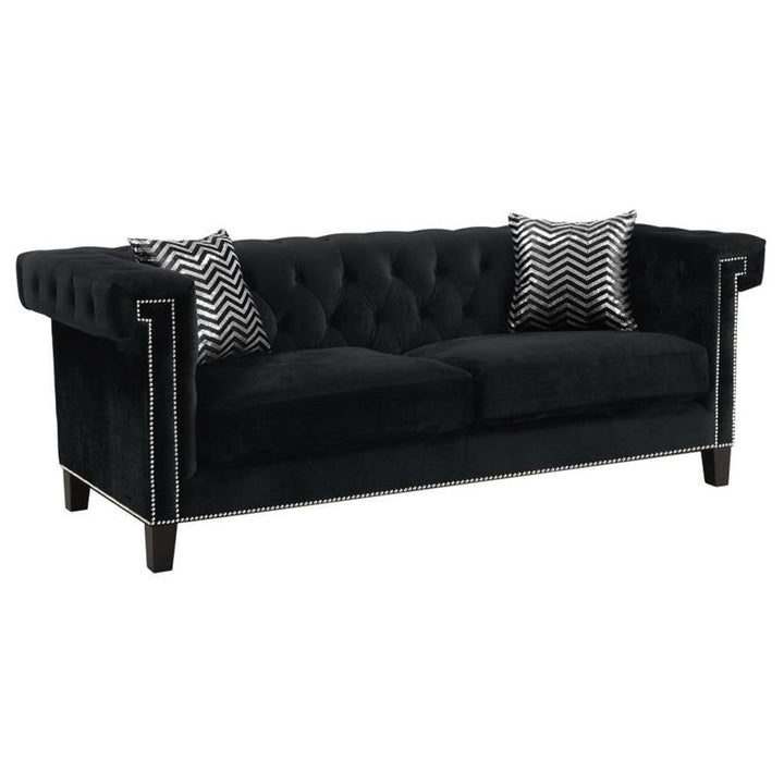 Reventlow Upholstered Tufted Living Room Set Black (505817-S3)