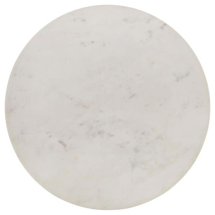 Aldis Round Marble Top End Table White and Natural (703717)