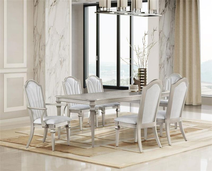 Evangeline 7-piece Dining Table Set with Extension Leaf Ivory and Silver Oak (107551-S7)