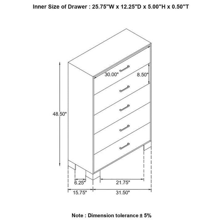 Sidney 5-drawer Chest Rustic Pine (223145)