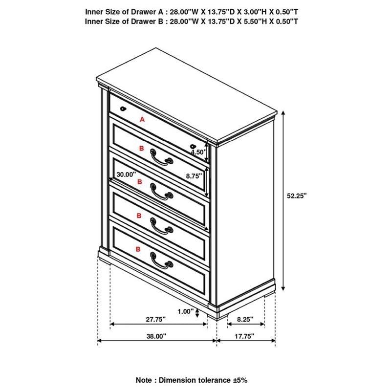 Hillcrest 5-drawer Chest Dark Rum and White (223355)