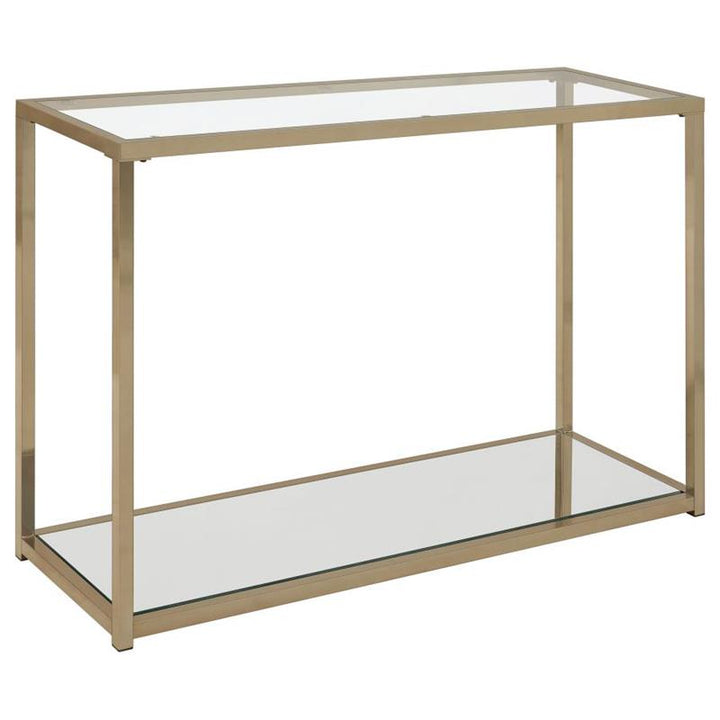 Cora Sofa Table with Mirror Shelf Chocolate Chrome (705239)