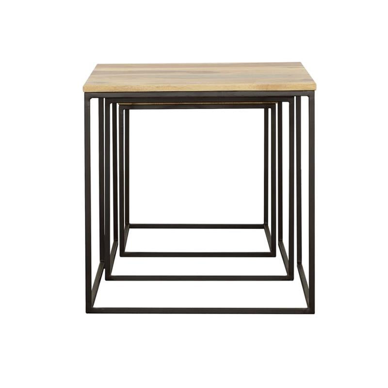 Belcourt 3-piece Square Nesting Tables Natural and Black (931182)