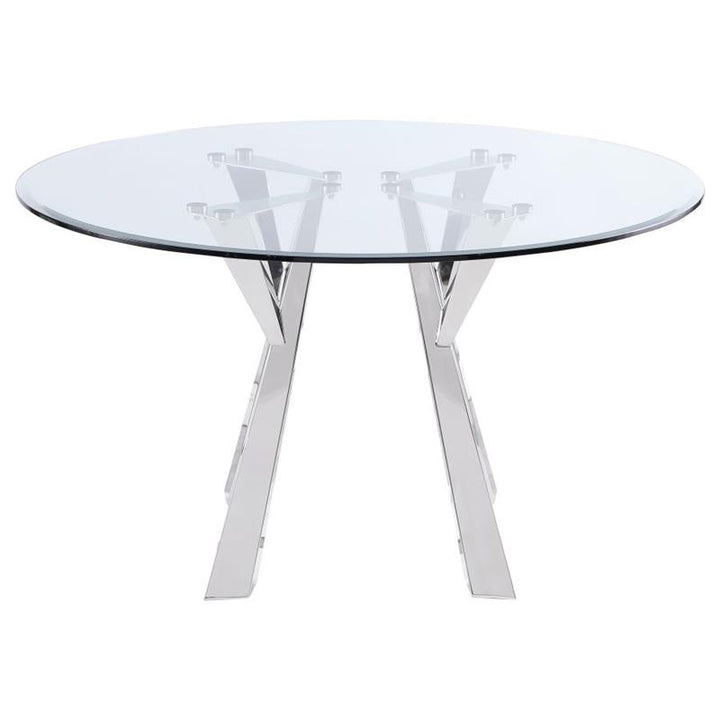 Alaia Round Glass Top Dining Table Clear and Chrome (190710)