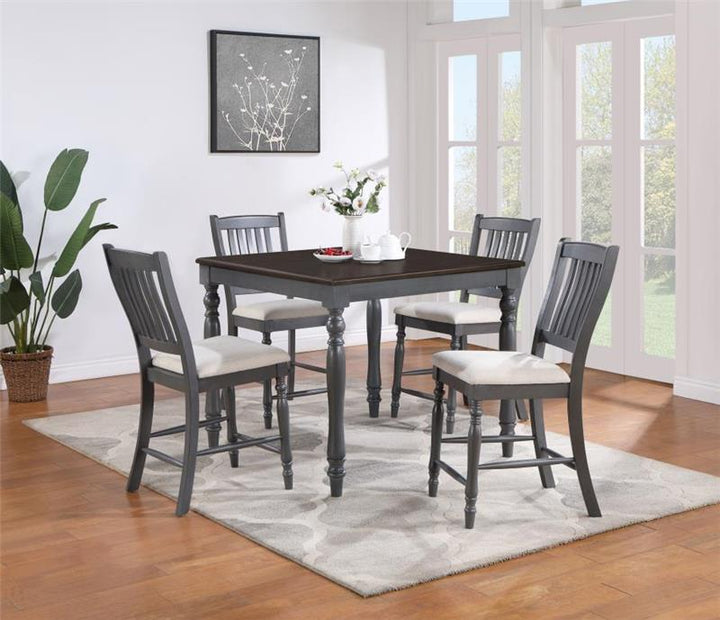 Wiley 5-piece Square Spindle Legs Counter Height Dining Set Beige and Grey (120576)