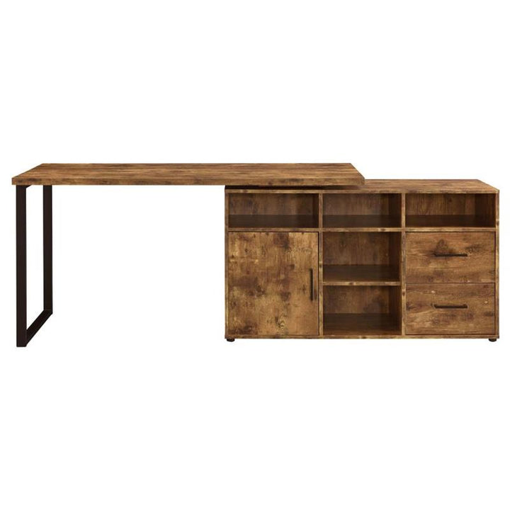 Hertford L-shape Office Desk with Storage Antique Nutmeg (804464)