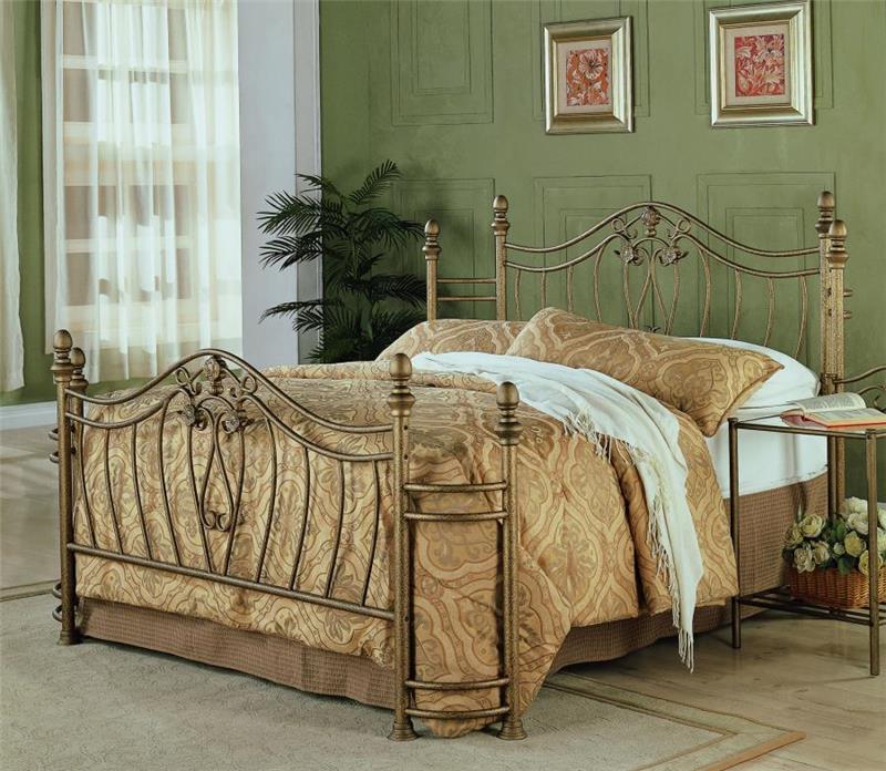 Sydney Queen Bed Antique Brushed Gold (300171Q)