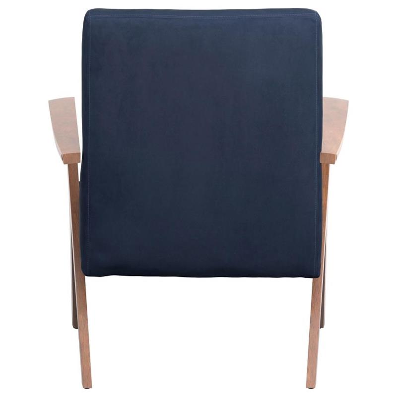 Cheryl Wooden Arms Accent Chair Dark Blue and Walnut (905415)