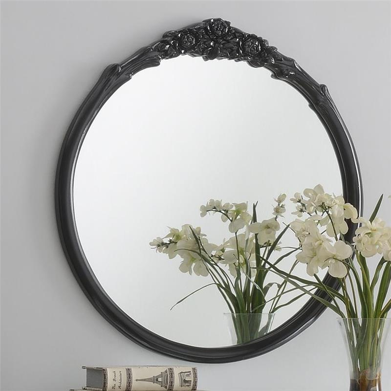 Sylvie French Provincial Round Wall Mirror Black (969533GBK)