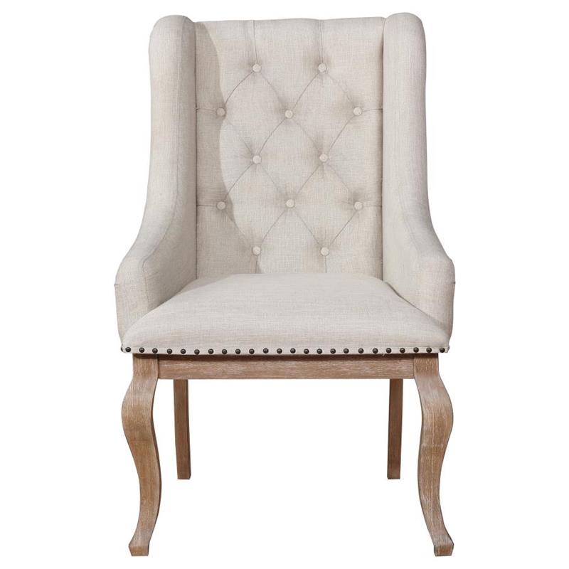 Brockway Tufted Arm Chairs Cream and Barley Brown (Set of 2) (110293)