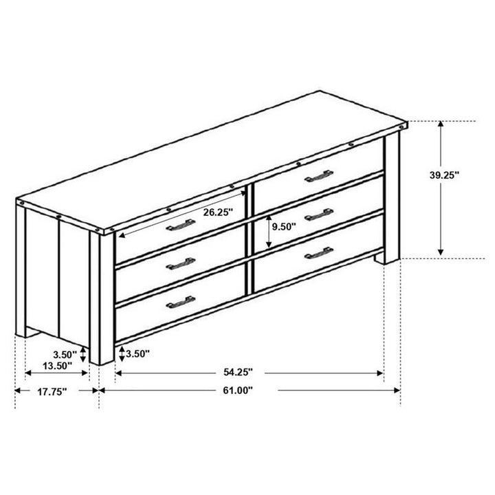 Sembene 6-drawer Dresser Antique Multi-color (205093)