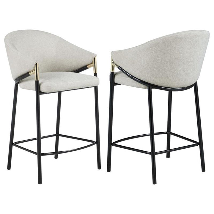 Chadwick Sloped Arm Counter Height Stools Beige and Glossy Black (Set of 2) (183436)
