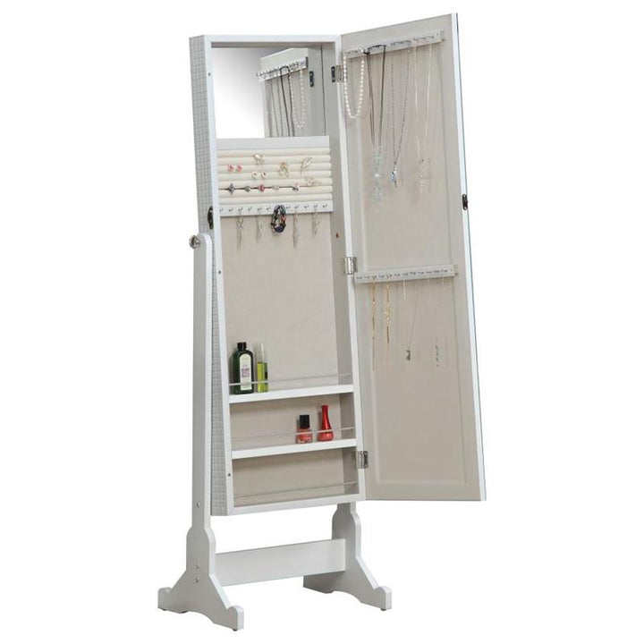 Zayas Storage Jewelry Cheval Mirror White (901827)