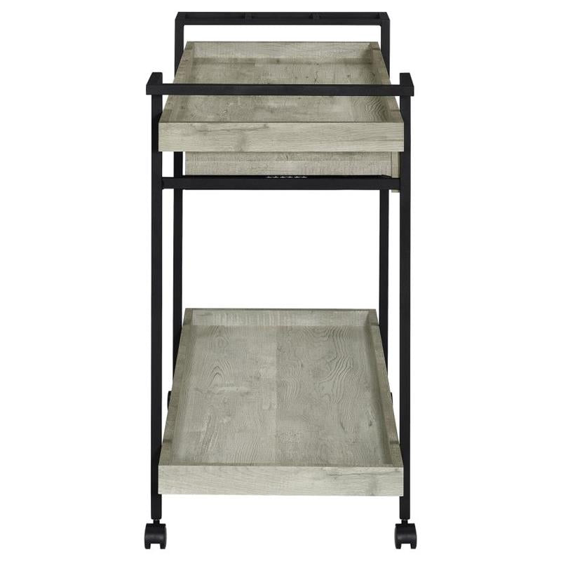 Ventura 2-tier Bar Cart with Storage Drawer Grey Driftwood (181005)