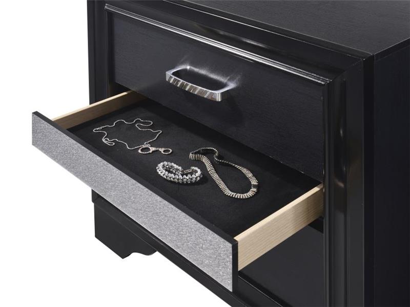 Miranda 2-drawer Nightstand Tray Black (206362)