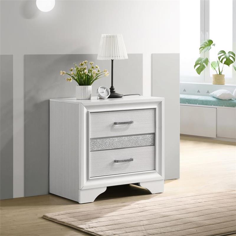 Miranda 2-drawer Nightstand Tray White (205112)