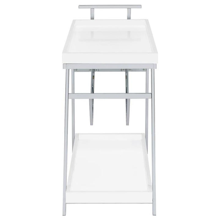 Kinney 2-tier Bar Cart with Storage Drawer White High Gloss and Chrome (181024)