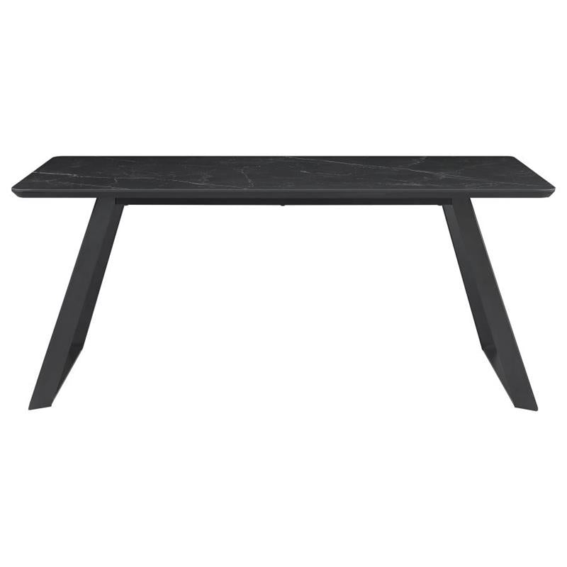 Smith Rectangle Ceramic Top Dining Table Black and Gunmetal (115231)