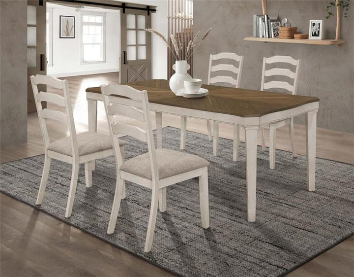 Ronnie 5-piece Starburst Dining Table Set Khaki and Rustic Cream (108051-S5)