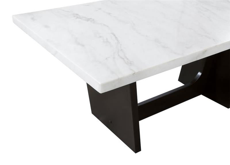 Sherry Trestle Base Marble Top Dining Table Espresso and White (115511)