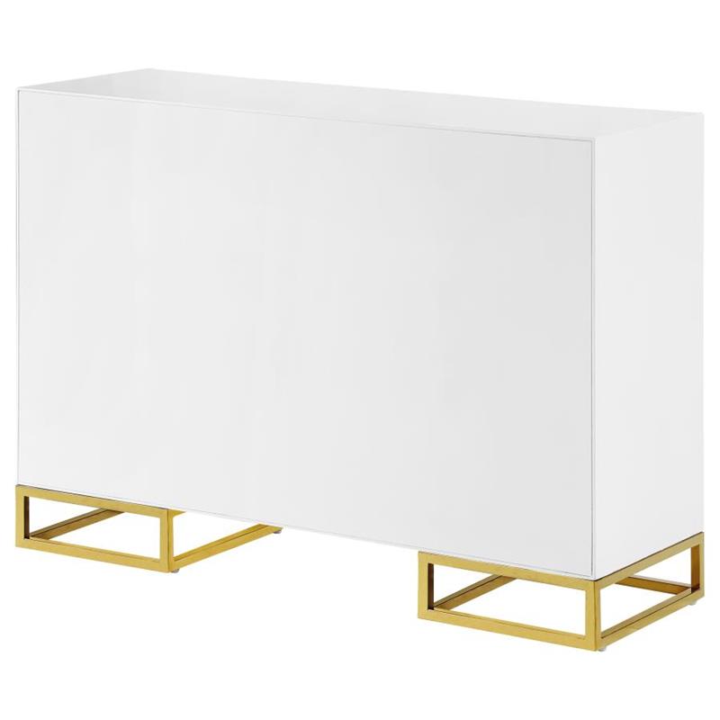 Elsa 2-door Accent Cabinet with Adjustable Shelves White and Gold (959594)