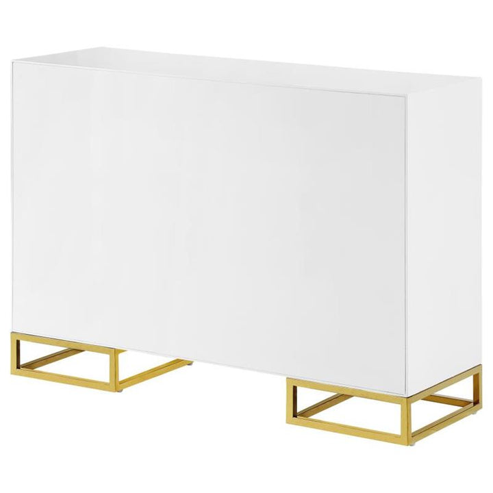 Elsa 2-door Accent Cabinet with Adjustable Shelves White and Gold (959594)