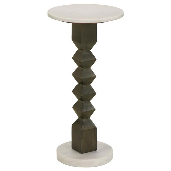 Colette Round Marble Top Side Table White and Dark Grey (930190)