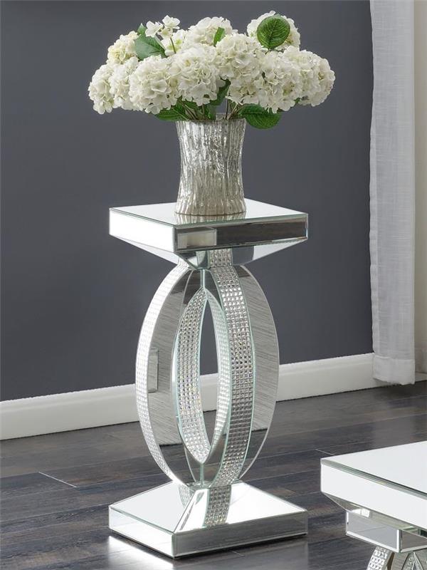 Amalia Square End Table with Lower Shelf Clear Mirror (722517)