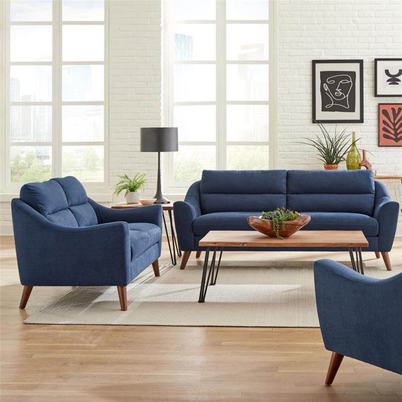 Gano 2-piece Sloped Arm Living Room Set Navy Blue (509514-S2)