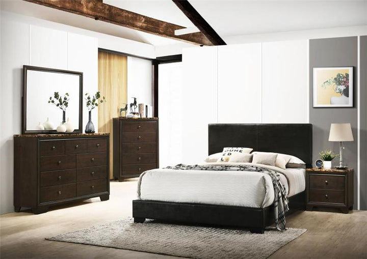 Conner California King Upholstered Panel Bed Black (300260KW)