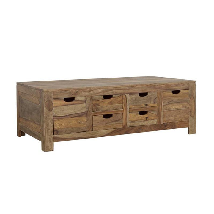 Esther 6-drawer Storage Coffee Table Natural Sheesham (723888)