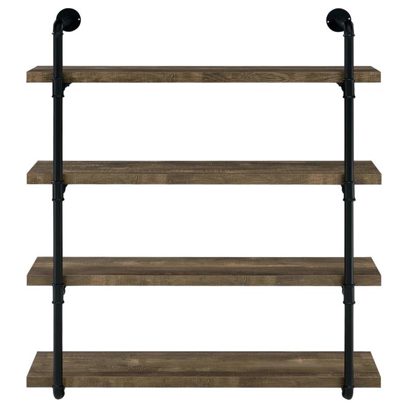 Elmcrest 40-inch Wall Shelf Black and Rustic Oak (804417)