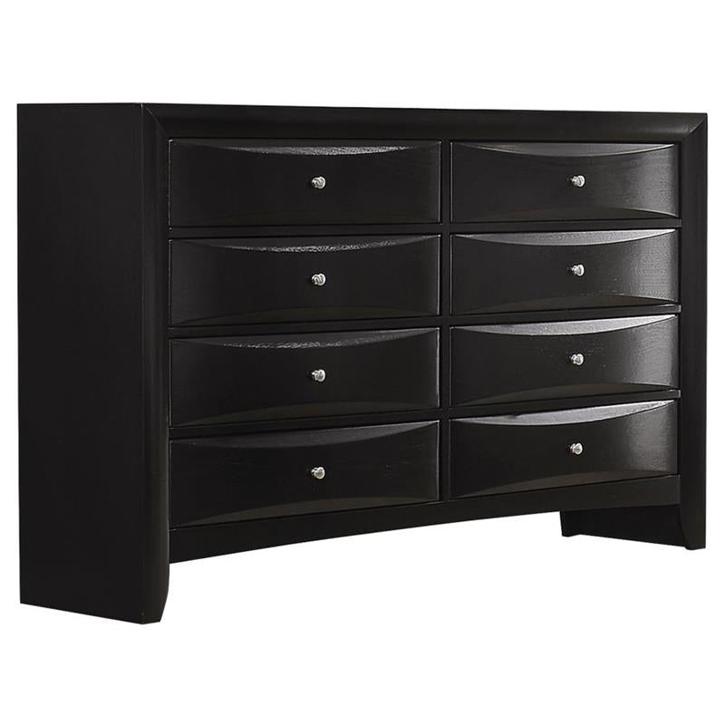 Briana Panel Bedroom Set with Sleigh Headboard Black (200701KW-S4)