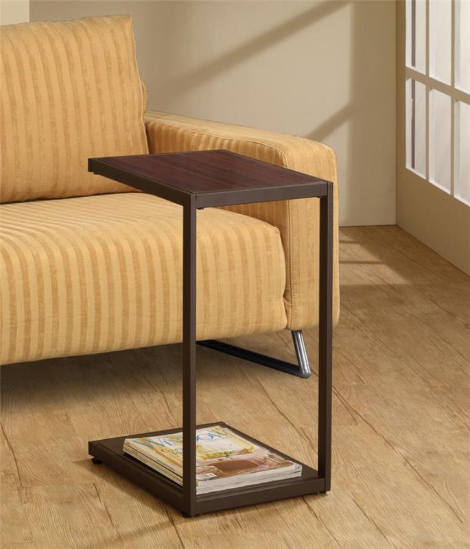 Jose Rectangular Accent Table with Bottom Shelf Brown (901007)