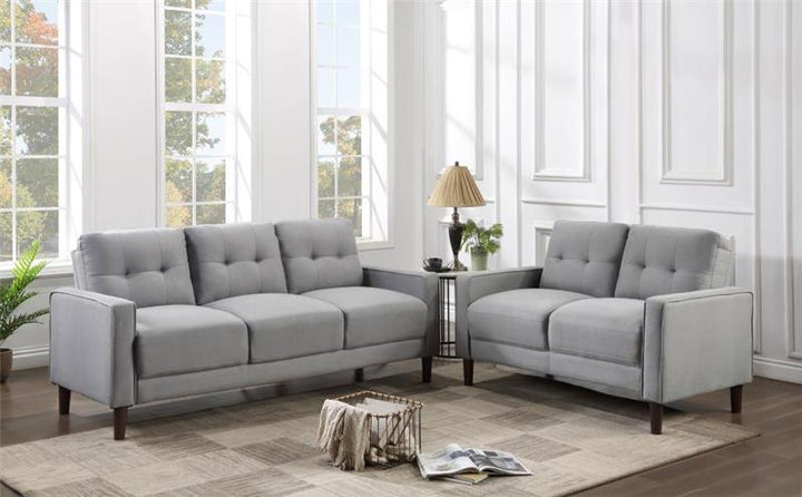 Bowen 2-piece Upholstered Track Arms Tufted Sofa Set Grey (506781-S2)