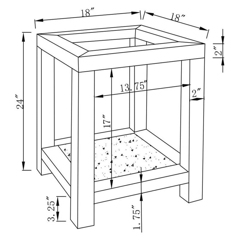 Valentina Square End Table with Glass Top Mirror (736217)