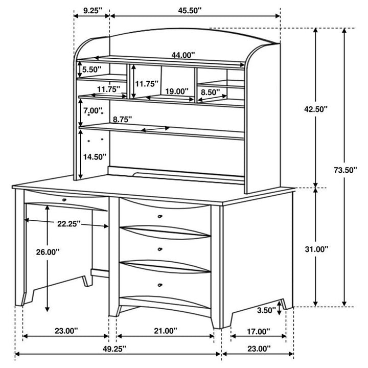 Phoenix Desk Hutch with Shelves Cappuccino (400188)