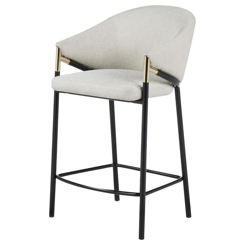 Chadwick Sloped Arm Counter Height Stools Beige and Glossy Black (Set of 2) (183436)