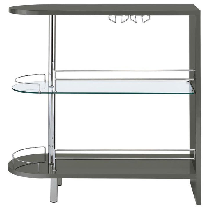 Adolfo 3-tier Bar Table Glossy Grey and Clear (101073)