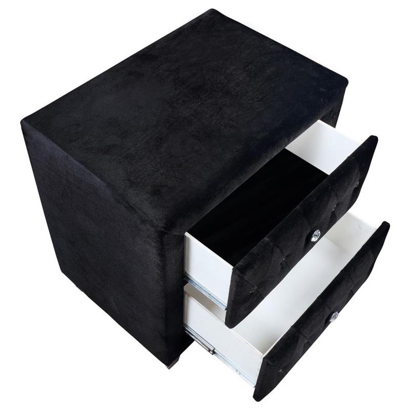 Deanna 2-drawer Rectangular Nightstand Black (206102)